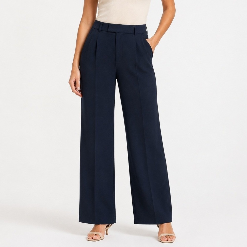 Wit & Wisdom Ruby Ab-Solution Wide Leg Trouser Navy Blue Size 12 NWT